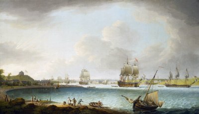 Eskadra válečných lodí britského královského námořnictva v Plymouthu v Anglii. Olej na plátně od Dominic Serres