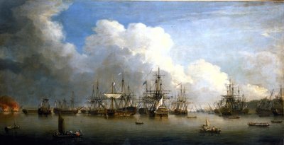 Sedmiletá válka (1756-1763): Zajetí španělské flotily v Havaně (Kuba), srpen a září 1762. Olej na plátně, polovina 18. století, autor Dominic Serres (1722-1793). od Dominic Serres