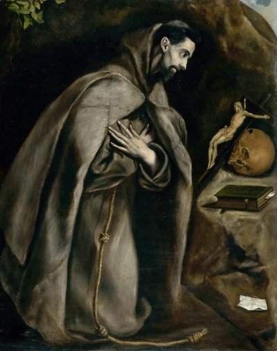 Svatý František se modlí, asi 1596-1600. od Dominico El Greco