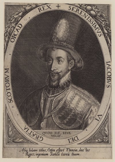 Skotský král Jakub VI. (rytina) od Dominicus or Custodis Custos