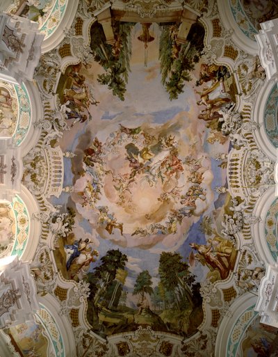 Freska zdobící kupoli kláštera Schussenried od architekta Domenika Zimmermanna (1685-1766) 1730-1731 Schussenried, Německo od Dominikus Zimmermann