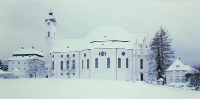 Pohled na Wieskirche ve sněhu (foto) od Dominikus Zimmermann