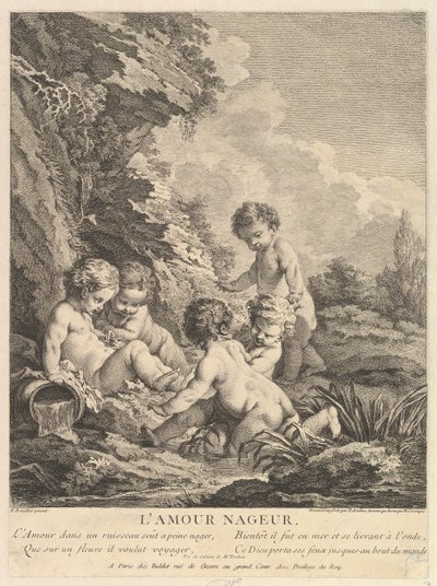 Plavání dětí, ca. 1741 od Dominique Sornique