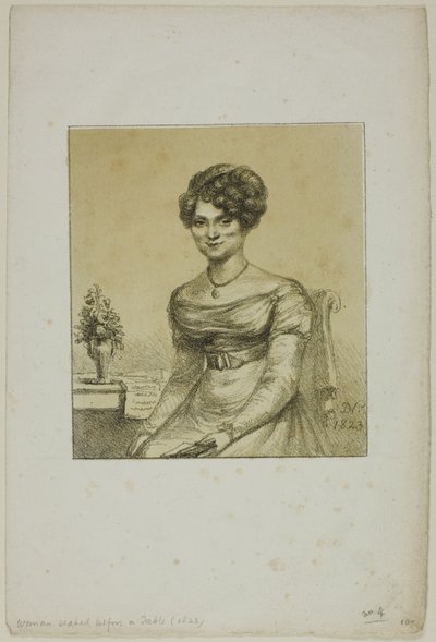 Žena sedící před stolem od Dominique Vivant Denon