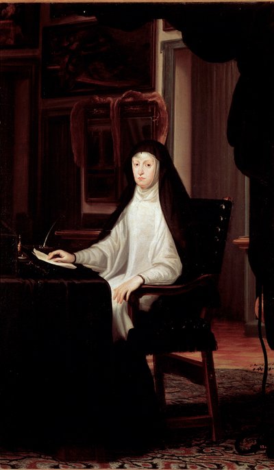 Portrét královny Marie Anny Rakouské vdovy (olej na plátně od Don Juan Carreno de Miranda