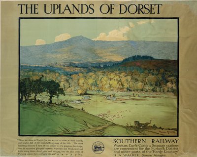The Uplands of Dorsetm c.1924 (barevné lito) od Donald (after) Maxwell