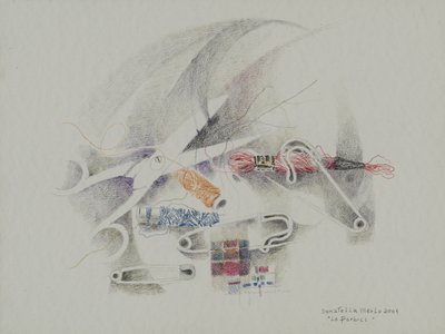 Nůžky, 2000 (barevné tužky na papíře) od Donatella Merlo