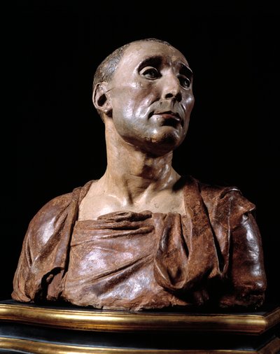 Busta portrétu condottiere Niccolo da Uzzano (1359-1431) "" Terakotová socha od Donato de 