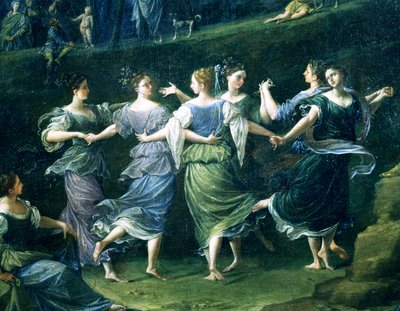 Tanečníci, detail z Dance of Nymphs, 1724-25 od Donato Creti