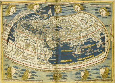 Mapa světa Ptolemaia od Donnus Nicolaus Germanus