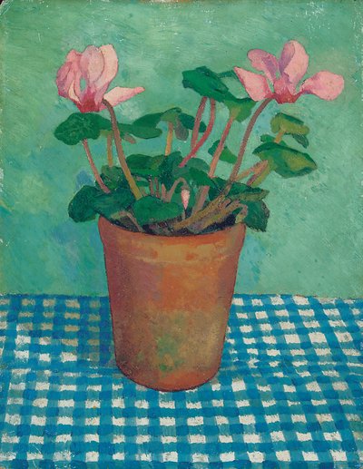 Cyclamen v hrnci (olej na palubě) od Dora Carrington