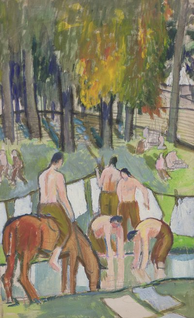 Soldiers at a Stream, 1920 (wc na papíře) od Dora Carrington