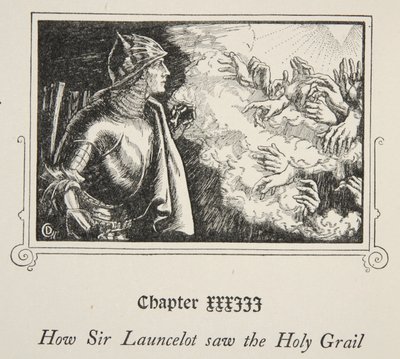Jak sir Launcelot spatřil Svatý grál, ilustrace z knihy Beatrice Clayové "Příběhy krále Artuše a kulatého stolu", 1. vydání, 1905. od Dora Curtis