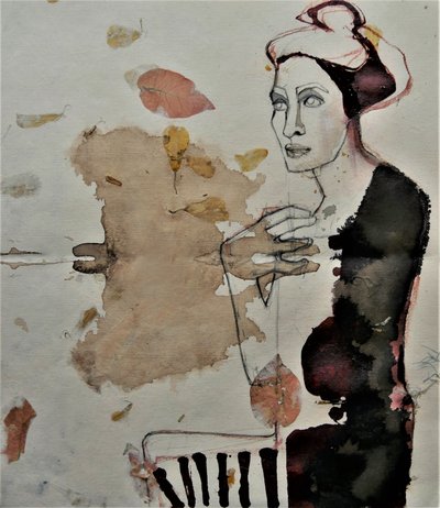 Zamyslena postava a listy od Doris Schmitz