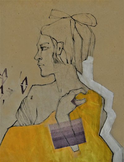 Zamyšlený žlutý portrét od Doris Schmitz