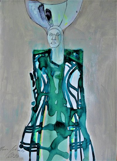 Stylizovaná zelená žena od Doris Schmitz