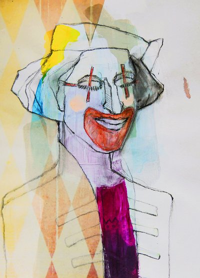 Portrét náladového klauna od Doris Schmitz