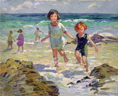 Děti pádlují (olej na plátně) od Dorothea Sharp