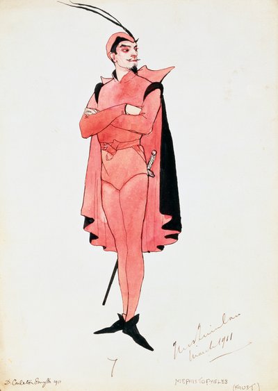 Costume for Mephistopheles in Faust by Charles Gounod, sketch by Carleton Smyth, for performance in 1911, 20th century   1414155   cs       czech Successfully Translated  Original: Head of a Man Translat: Head of a Man 1226254 cs czech Successfully Transla od Dorothy Carleton Smyth