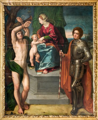 Madona s Jezulátkem a svatým Sebastianem a svatým Jiřím, detail od Dosso Dossi