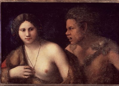 Nymfa a satyr - malba od Dosso Dossi