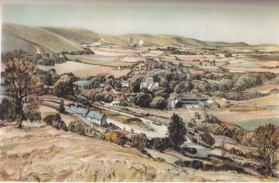 Poynings: vesnice v Sussexu (barevné lito) od Douglas Sharpus Andrews