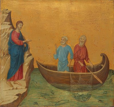 Nádherný rybářský výlet a povolání apoštolů Petra a Ondřeje. 1308-11 od Duccio di Buoninsegna