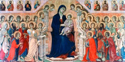 Maestà, Madona s anděly a svatými, 1308-1311 od Duccio di Buoninsegna