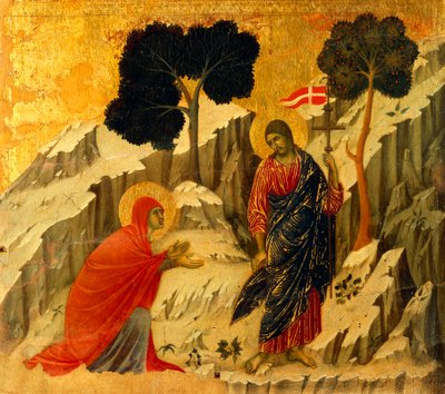 Noli Me Tangere (nedotýkej se mě), detail dlaždice z epizod z Kristova umučení a vzkříšení, zadní povrch oltáře Maesta
