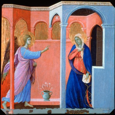 Panel z oltáře Maestà: Zvěstování, 1311 od Duccio di Buoninsegna