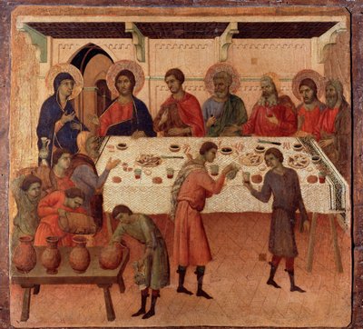 Svatba v Káně. Zadní strana oltářního obrazu (tempera a zlato na dřevě od Duccio di Buoninsegna