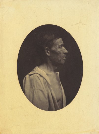 Portrét muže, 42 let, ohromeného nadměrným pitím alkoholu..., 1854-1856, z profilu. od Duchenne de Boulogne