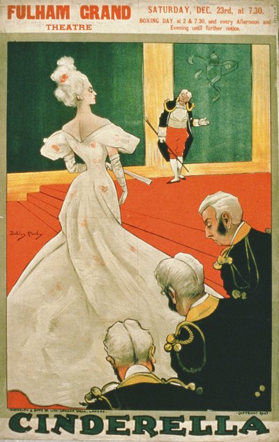 Reklama na Popelku v divadle Fulham Grand Theatre od Dudley Hardy