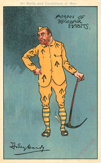Zločin a trest: vězeň držící krumpáč (chromolitho) od Dudley Hardy