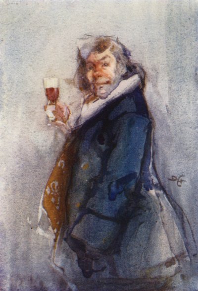 The Toper, časová skica, London Sketch Club (barevné lito) od Dudley Hardy