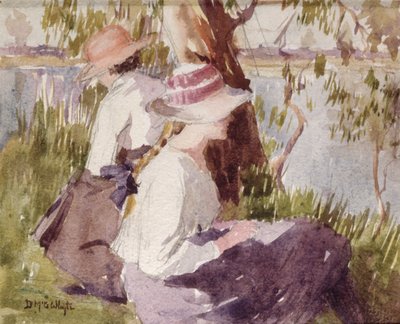 Studie dvou dívek (akvarel na papíře) od Duncan McGregor Whyte