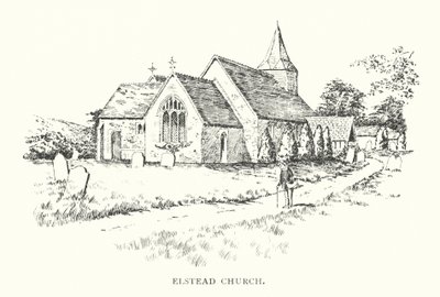Kostel Elstead (litografie) od Duncan Moul