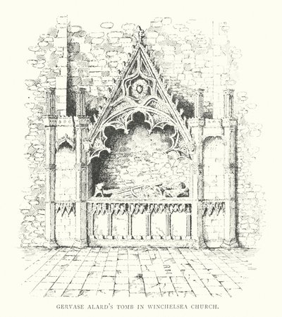 Hrobka Gervase Alarda v kostele Winchelsea (litografie) od Duncan Moul