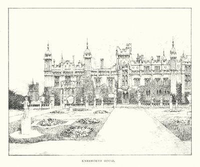 Knebworth House (litografie) od Duncan Moul