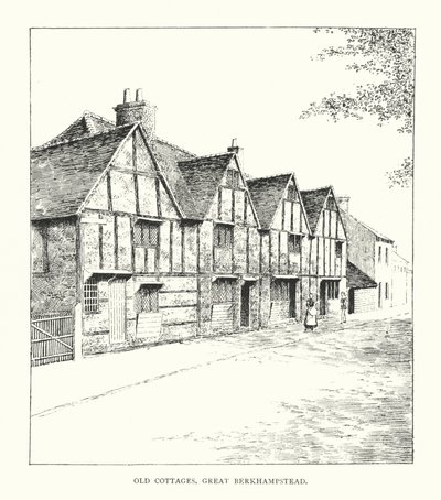 Old Cottages, Great Berkhampstead (litografie) od Duncan Moul