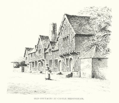 Old Cottages at Castle Hedingham (litografie) od Duncan Moul