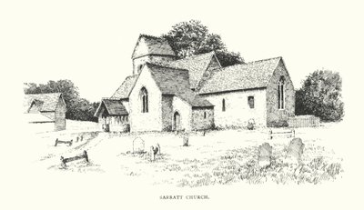 Kostel Sarratt (litografie) od Duncan Moul