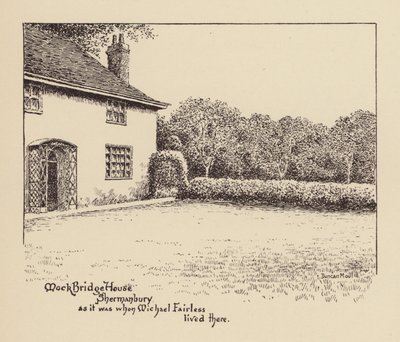Sussex: Mock Bridge House, Shermanbury, jak vypadal, když v něm žil Michael Fairless (litografie) od Duncan Moul