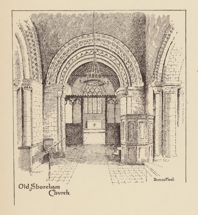 Sussex: Old Shoreham Church (litografie) od Duncan Moul