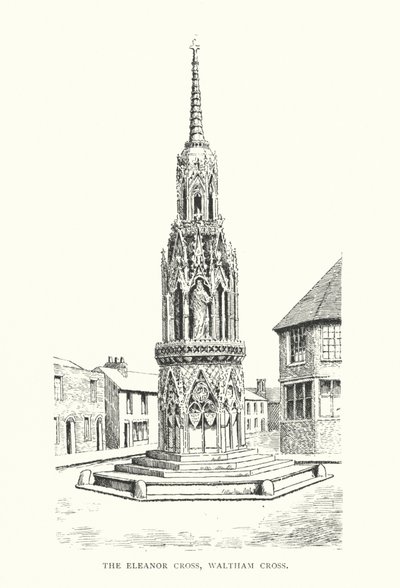 Eleanor Cross, Waltham Cross (litografie) od Duncan Moul
