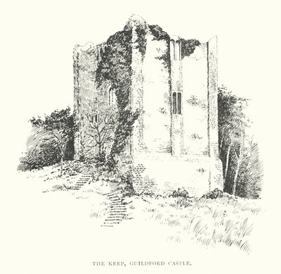 The Keep, hrad Guildford (litografie) od Duncan Moul