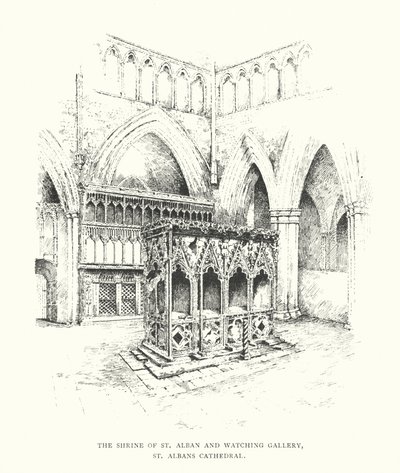 Svatostánek svatého Albana a galerie sledování, katedrála v St Albans (litografie) od Duncan Moul