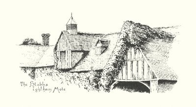 Stáje, Ightham Mote (litografie) od Duncan Moul