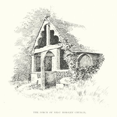 Kruchta kostela West Horsley (litografie) od Duncan Moul