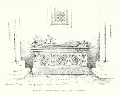 Hrobka Matildy Fitzwalterové, Little Dunmow (litografie) od Duncan Moul